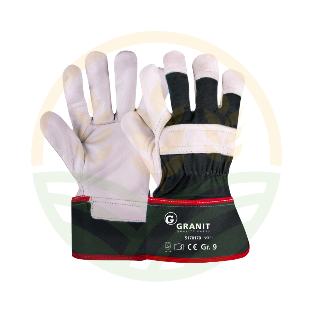 Grain Leather Work Gloves Multi-size EN 388 Rubberized Cuff