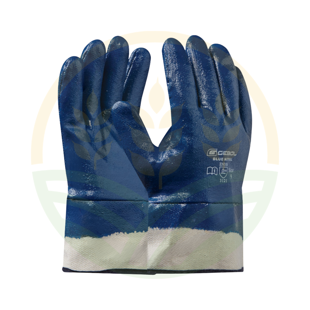 Guante Gebol Blue Nitril Algodón Recubrimiento Integral Aceite EN 388