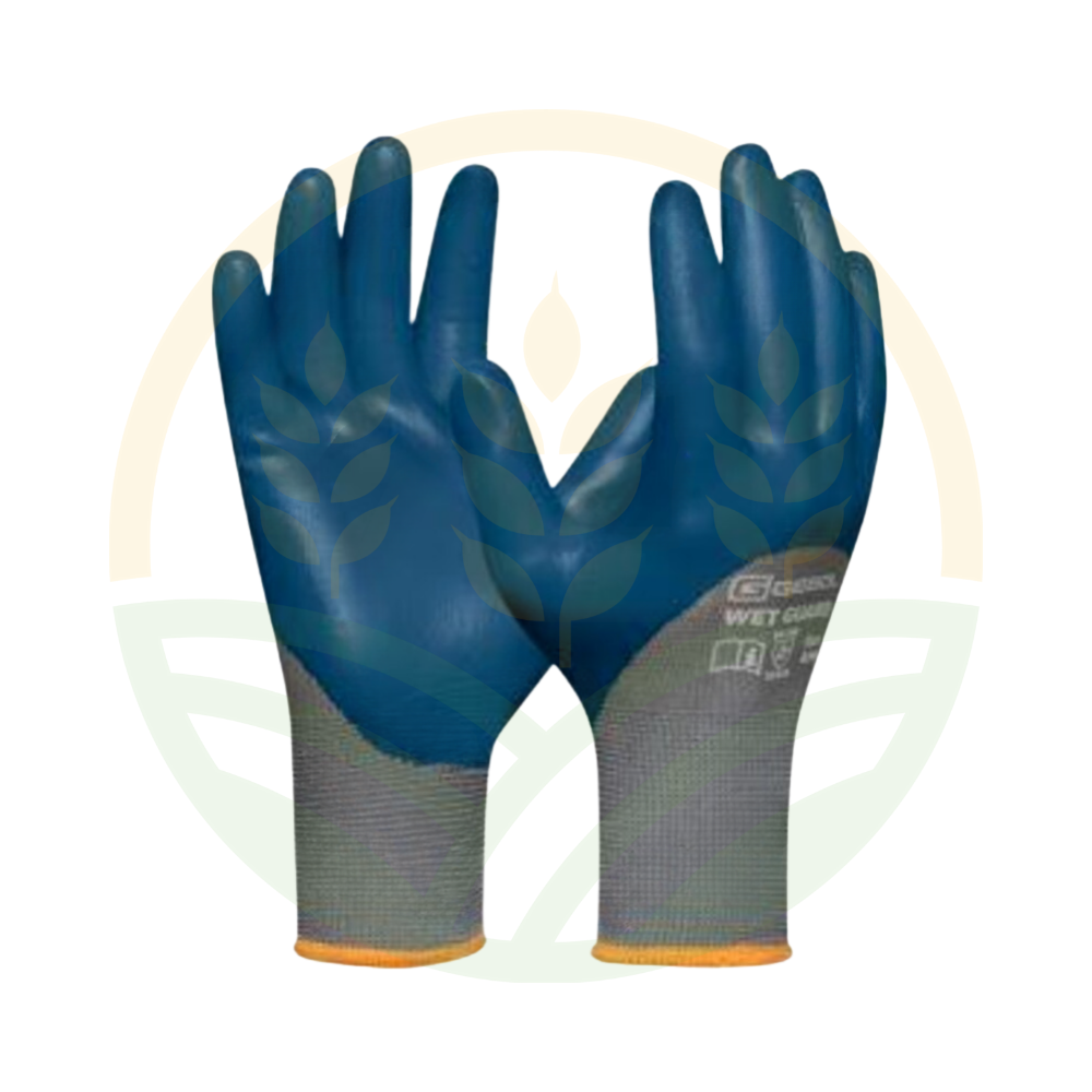 Guante Gebol Wet Guard Azul Nitrilo ¾ Agarre Húmedo Talla M EN 388