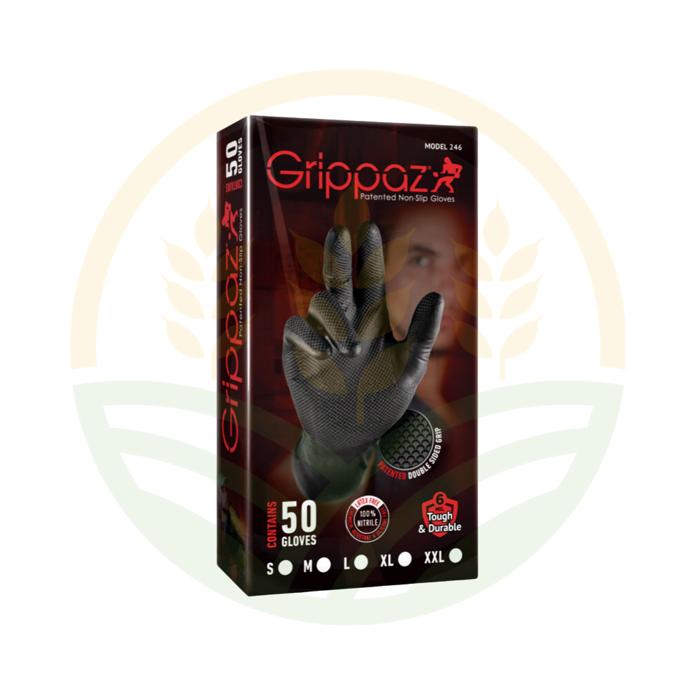 Grippaz Disposable Nitrile Gloves Black 50 pcs Fish Scale Touchscreen EN 374