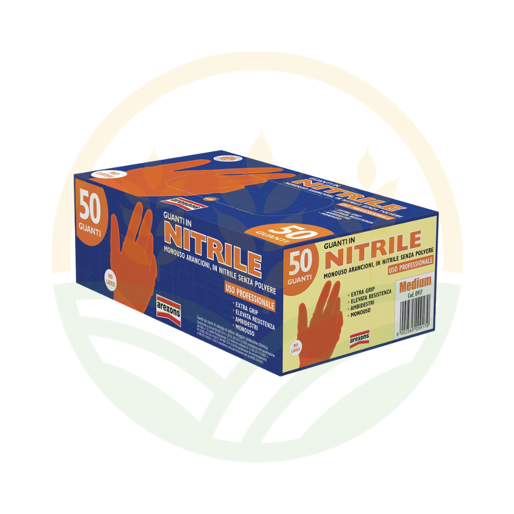 Guantes AREXONS Nitrilo Naranja Agarre Extra EPI III EN 374