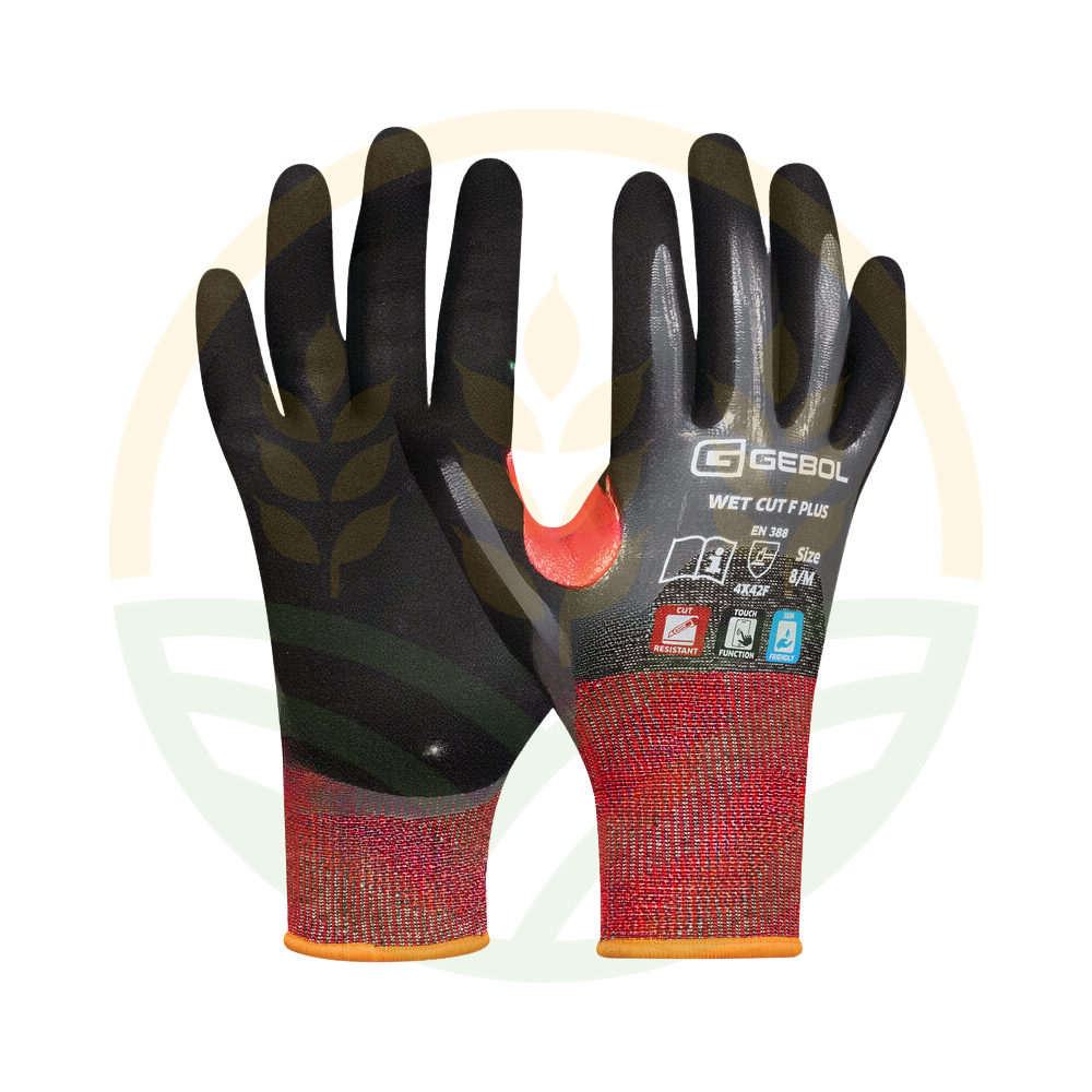 Gebol Anti-Cut Gloves Wet Cut F Plus Sanded Nitrile 18 Gauge