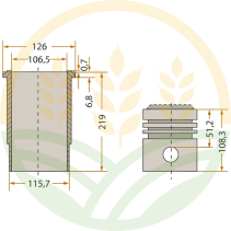 Original John Deere Liner & Piston | RE60282 | Ø 116mm