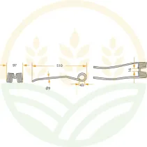 Dente Ranghinatore Pöttinger | 510mm Spessore 9mm | 525436141