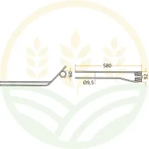 Krone Rake Tine Right Inner | 9.5mm Spring Steel | 525153662