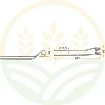 Krone Rake Tine Left Inner | 10.5mm Steel | 525265013.0