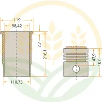 Gruppo Canna Pistone GRANIT Ø98,43mm Case | Agrokron