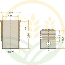 Kit Camisa y Pistón Completo GRANIT Ø100mm | Agrokron