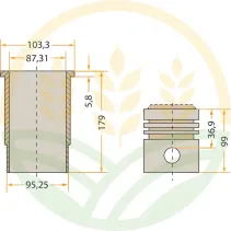 Gruppo Canna Pistone GRANIT Ø87,31mm 5 Fasce | Agrokron