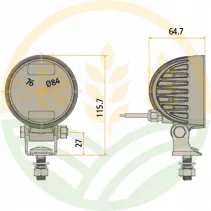Faro da lavoro LED tondo 12W 1170 lm IP6K9K 12/24V | Granit